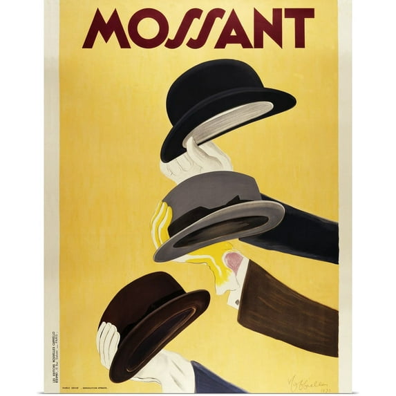 Great BIG Canvas | "Vintage Advertising Poster - Mossant Hats" Art Print - 24x30