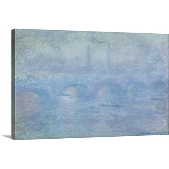 Great BIG Canvas | "Waterloo Bridge: Effect of the Mist, 1903" Canvas Wall Art - 36x24