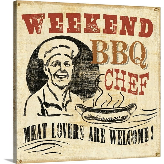Great BIG Canvas | "Weekend BBQ Chef" Canvas Wall Art - 16x16