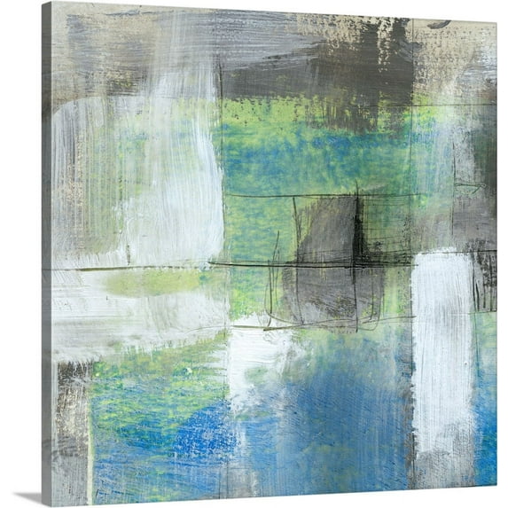 Great BIG Canvas | "White on Blue I" Canvas Wall Art - 16x16