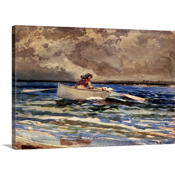Great BIG Canvas Winslow (1836-1910) Homer Premium Thick-Wrap Canvas entitled Rowing at Prout's Neck, 1887