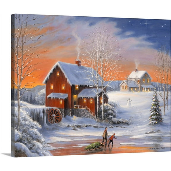 Great BIG Canvas | "Winter At The Old Mill" Canvas Wall Art - 30x24