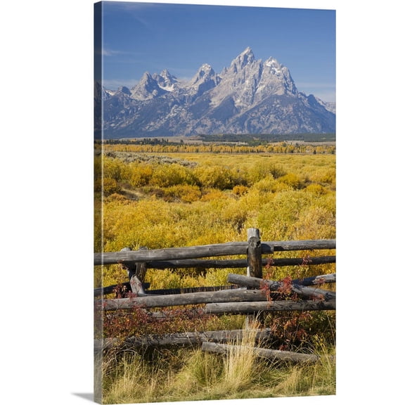 Great BIG Canvas | "Wyoming, Grand Teton National Park, Teton Range, Cunningham Cabin Historic Site" Canvas Wall Art - 32x48