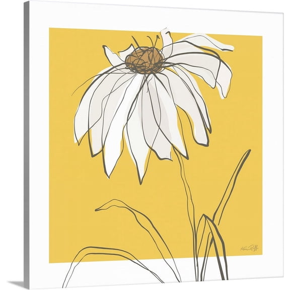 Great BIG Canvas | "Yellow and Gray III" Canvas Wall Art - 24x24