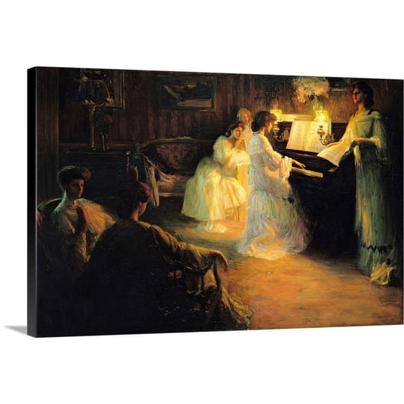 Great BIG Canvas | "Young Girls at a Piano, 1906" Canvas Wall Art - 36x24