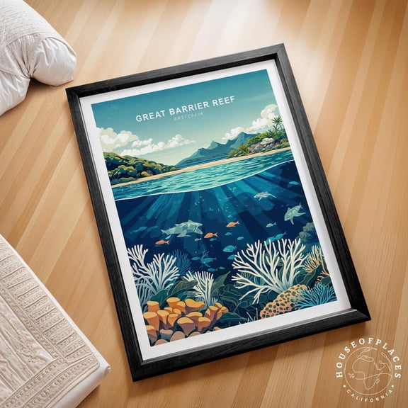 Great Barrier Reef Australia Minimalist Ocean Home Decor