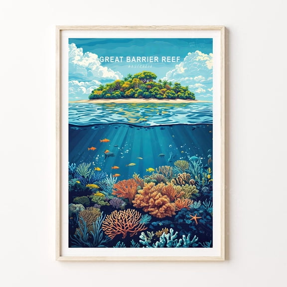 Great Barrier Reef Australia Minimalist Ocean Home Decor