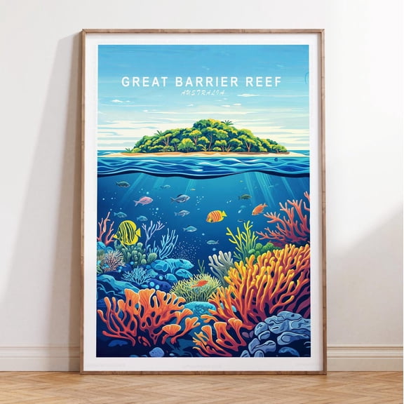 Great Barrier Reef Australia Ocean Nature Print, Unframed Paper Print Size 8x12