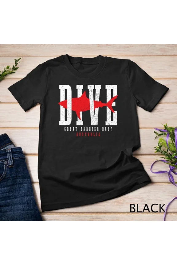 Great Barrier Reef Australia Scuba Diving Shark Scuba Diver Unisex S-5XL T-Shirt