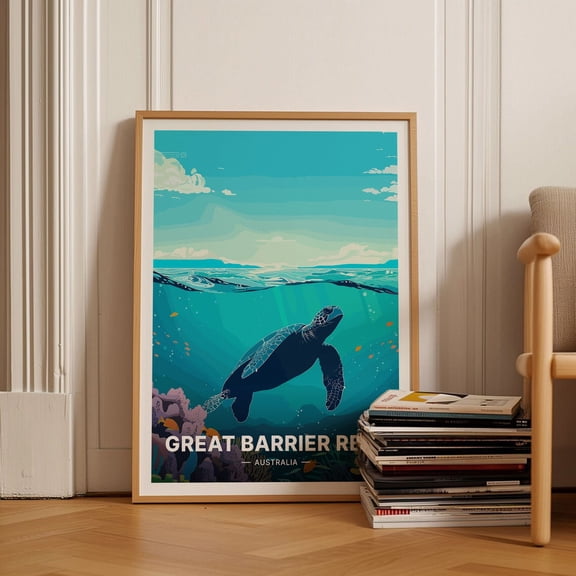 Great Barrier Reef Poster, Australia Wall Art, Travel Decor, Cairns Scenic Landscape, Unique Wedding Gift Idea Wall Art, Modern Wall Decor, 8x12 UNFRAMED