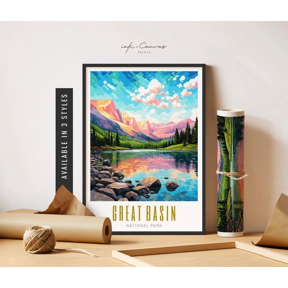 Great Basin National Park Poster Nature Landscape Art Great Basin Park Poster Vibrant Colorful Wall Art Poster Travel Art Home Decor, 12x18 UNFRAMED