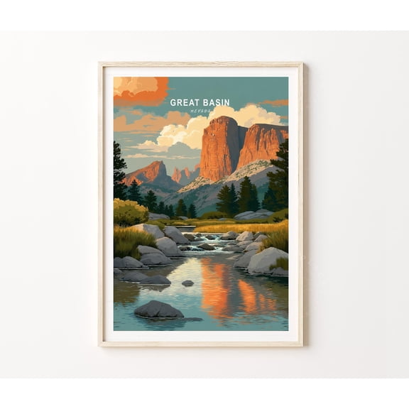 Great Basin Nevada National Park Desert Mountain Art Print, Unframed Paper Poster 8x10in