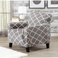 thumbnail image 1 of Great Bay Home 1-Piece Velvet Plush Printed Armchair Stretch Slipcover, Grey, 1 of 4