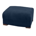 thumbnail image 1 of Great Bay Home 1-Piece Velvet Plush Solid Ottoman Stretch Slipcover, Dark Denim Blue, 1 of 3