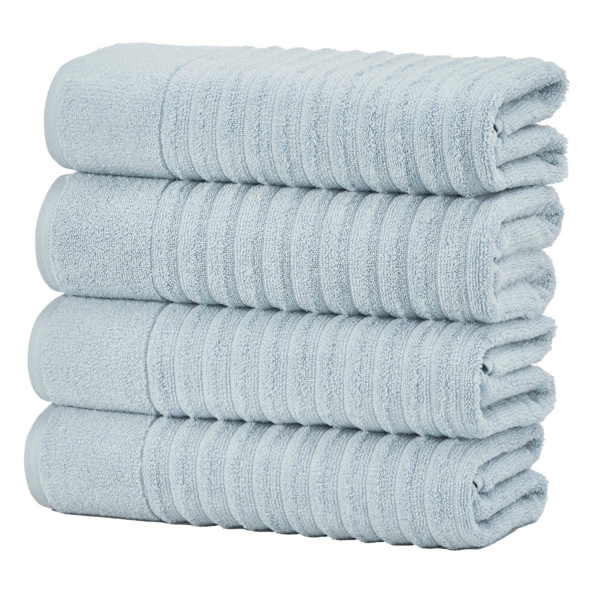 Great Bay Home Luxury 100% Cotton Ribbed Texture 4-Pack Bath Towel Set ...