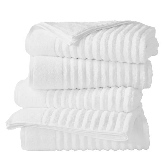 Great Bay Home Luxury 100% Cotton Ribbed Texture 4-Pack Bath Towel Set, White