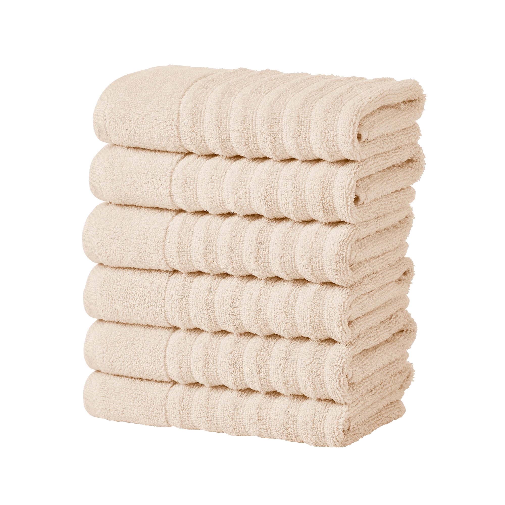 Great Bay Home Luxury 100% Cotton Ribbed Texture 6-Pack Hand Towel Set ...