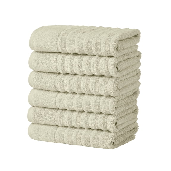 Great Bay Home Luxury 100% Cotton Ribbed Texture 6-Pack Hand Towel Set, Sage Green