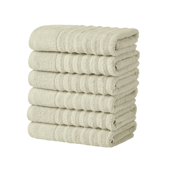 Great Bay Home Luxury 100% Cotton Ribbed Texture 6-Pack Hand Towel Set, Sage Green