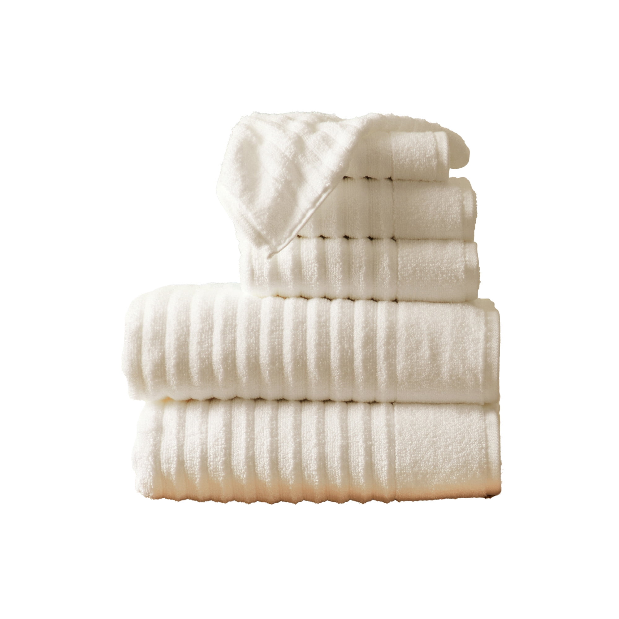 Soft Beige Combed Cotton Ribbed Kids Washcloth Set