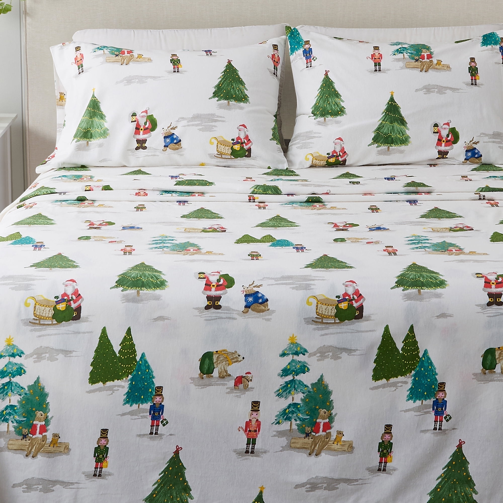 100 Cotton Holiday Flannel Sheet Set, CalKing, 4 Pieces