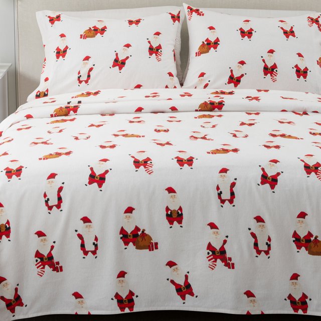 Great Bay Home 100 Cotton Holiday Flannel Sheet Set, Full, 4 Pieces