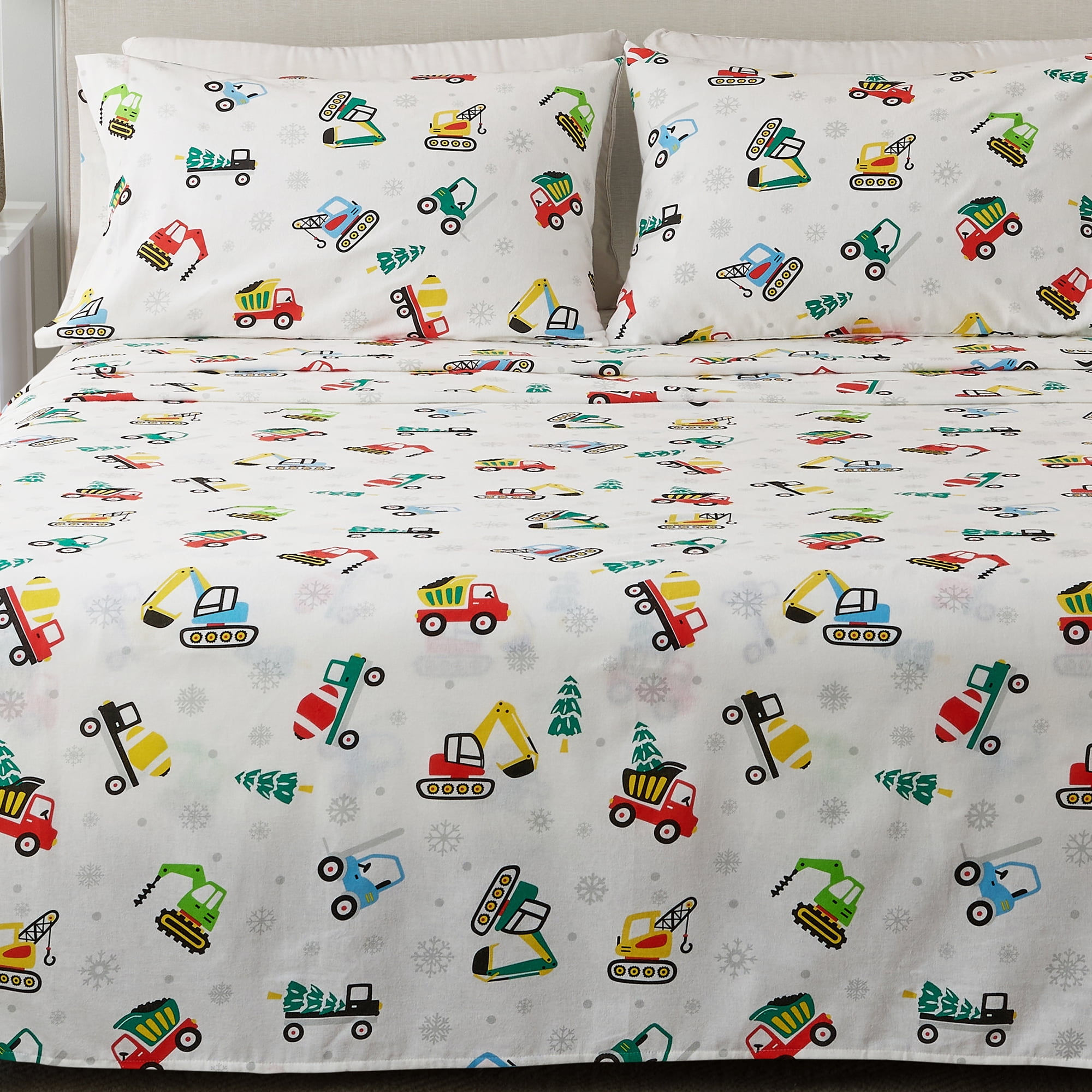 Great Bay Home 100 Cotton Holiday Flannel Sheet Set, Queen, 4 Pieces