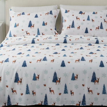 Great Bay Home 100% Cotton Holiday Flannel Sheet Set, Twin, 3 Pieces
