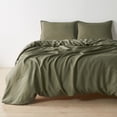 thumbnail image 1 of Great Bay Home 100% European Flax Linen Duvet Cover Set, Lightweight, Breathable, 3-Piece Set (Moss, King / California King), 1 of 4