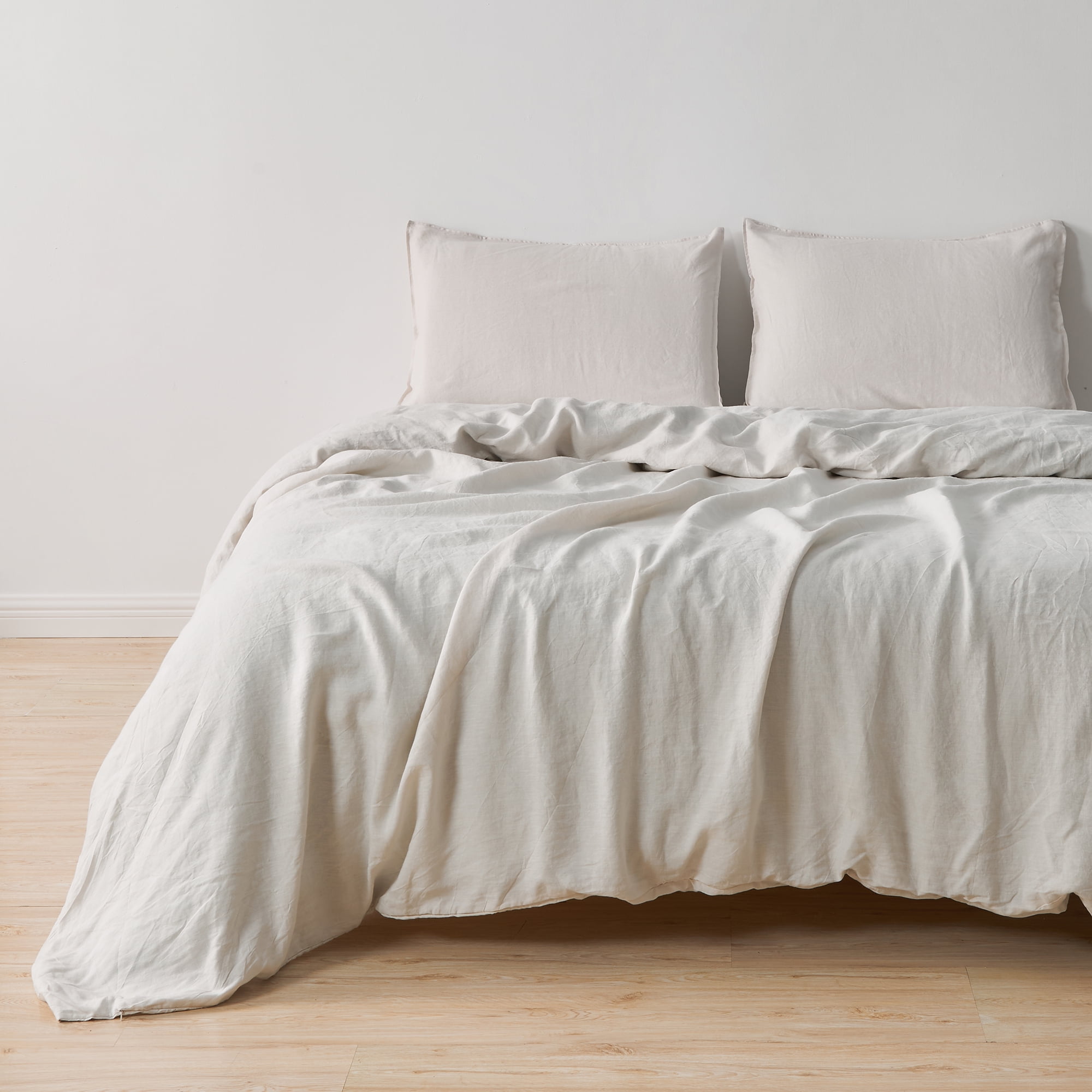 Sand Full/Queen Linen Duvet Cover Set with Shams