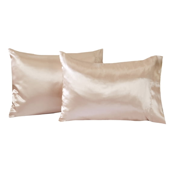 Great Bay Home 2-Pack Sateen Silk Microfiber Pillowcase (Standard Pillowcase, Caramel)