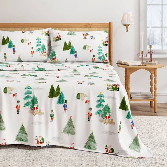 Great Bay Home 4 Piece 1500 Thread Count Holiday Cotton Bed Sheet Set, Full – Eco Friendly