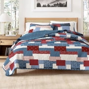 Lodge Quilt Set - Lightweight, Soft, All-Season - 3-Piece Reversible Rustic Bedding Set (Full / Queen, Americana Patchwork)