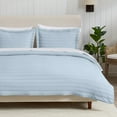 thumbnail image 1 of Great Bay Home Channel Stitch Modern Ribbed Reversible Quilt Set With Shams  (King, Chambray Blue), 1 of 6