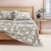 Great Bay Home Christmas Flannel Sheet Set - 100% Turkish Cotton - Double Brushed - California King, Grey Polar Bears