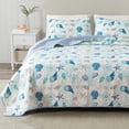 thumbnail image 1 of Coastal Quilt Set - Lightweight, Soft, All-Season - 3-Piece Reversible Coral Bedding Set (Full / Queen, Blue Coral), 1 of 6