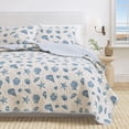 thumbnail image 1 of Coastal Quilt Set - Lightweight, Soft, All-Season - 2-Piece Reversible Coral Bedding Set (Twin / Twin XL, Blue Shells), 1 of 6