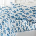 thumbnail image 1 of Great Bay Home Coastal Microfiber Wrinkle Resistant Sheet Set  (Queen, Fish), 1 of 6