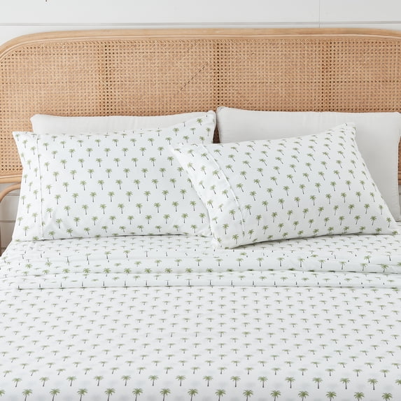 Great Bay Home Coastal Inspired Microfiber Sheet Set (Queen, Palm Tree)