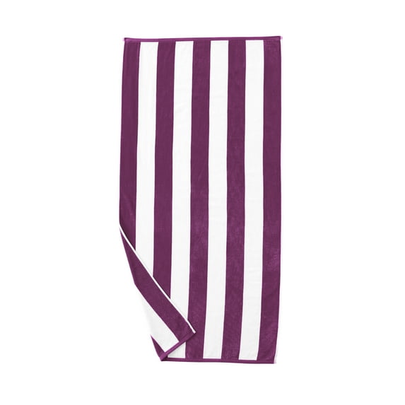 Great Bay Home Cotton Cabana Stripe Oversized Beach Towel (40" x 70", Purple)