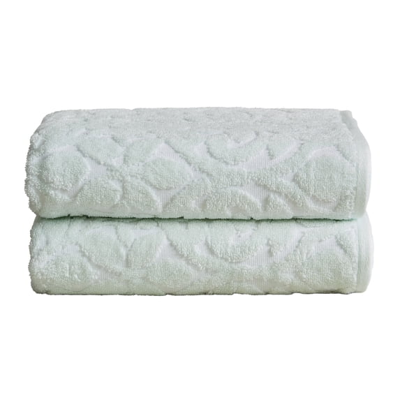 Great Bay Home Cotton Decorative Floral Quick-Dry Towel Set (Bath Towel (2-Pack), White / Seafoam)