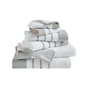 Luxurious Soft Cotton Decorative 6 Piece Towel Set, Glacier Grey / Cappuccino