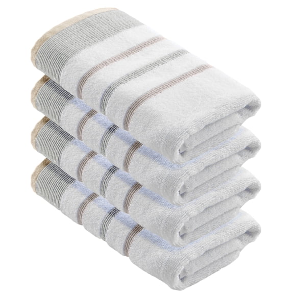 Luxurious Soft Cotton Decorative 4 Pack Hand Towel Set, Glacier Grey / Cappuccino