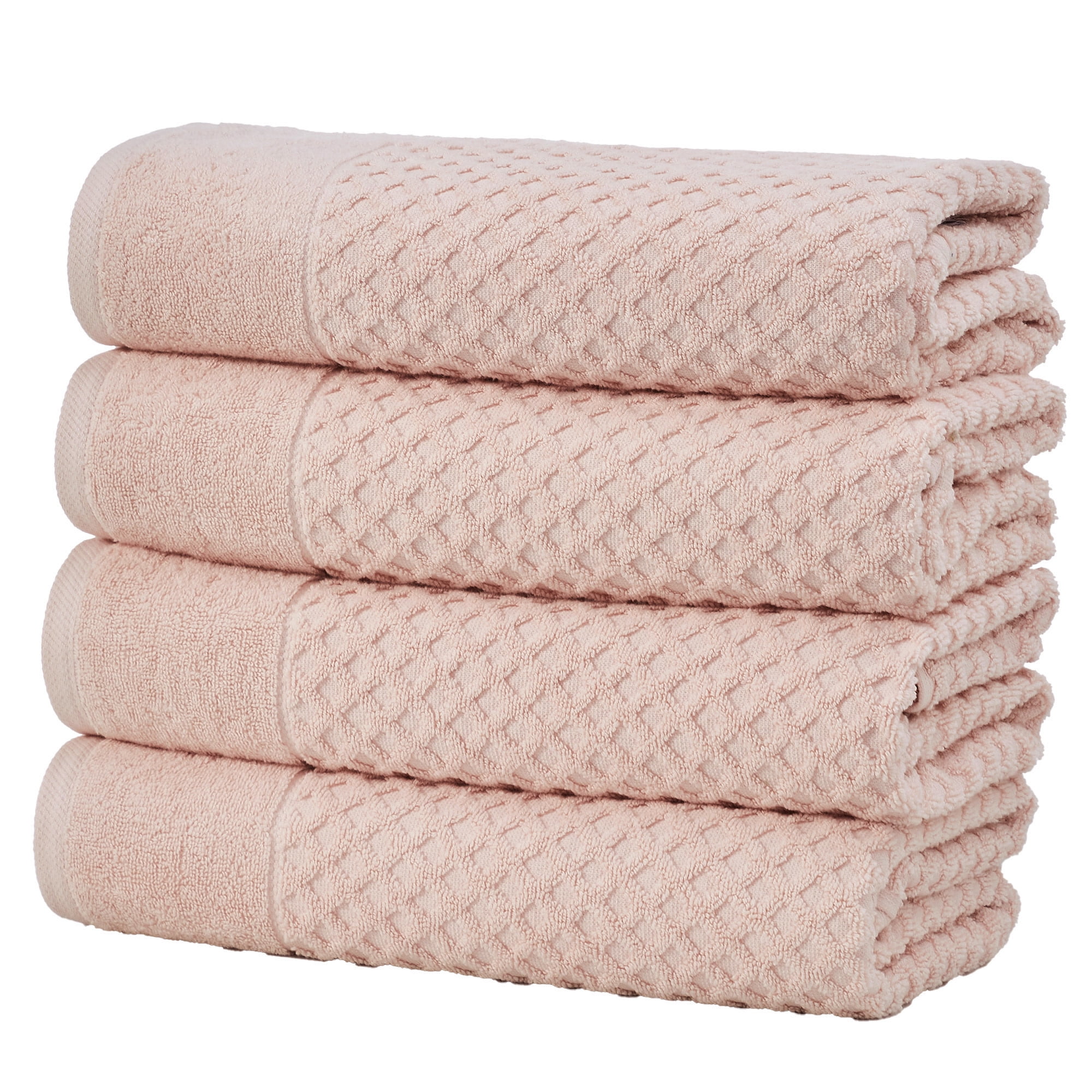 Blush Cotton Quick-Dry Diamond Textured Bath Towel Set