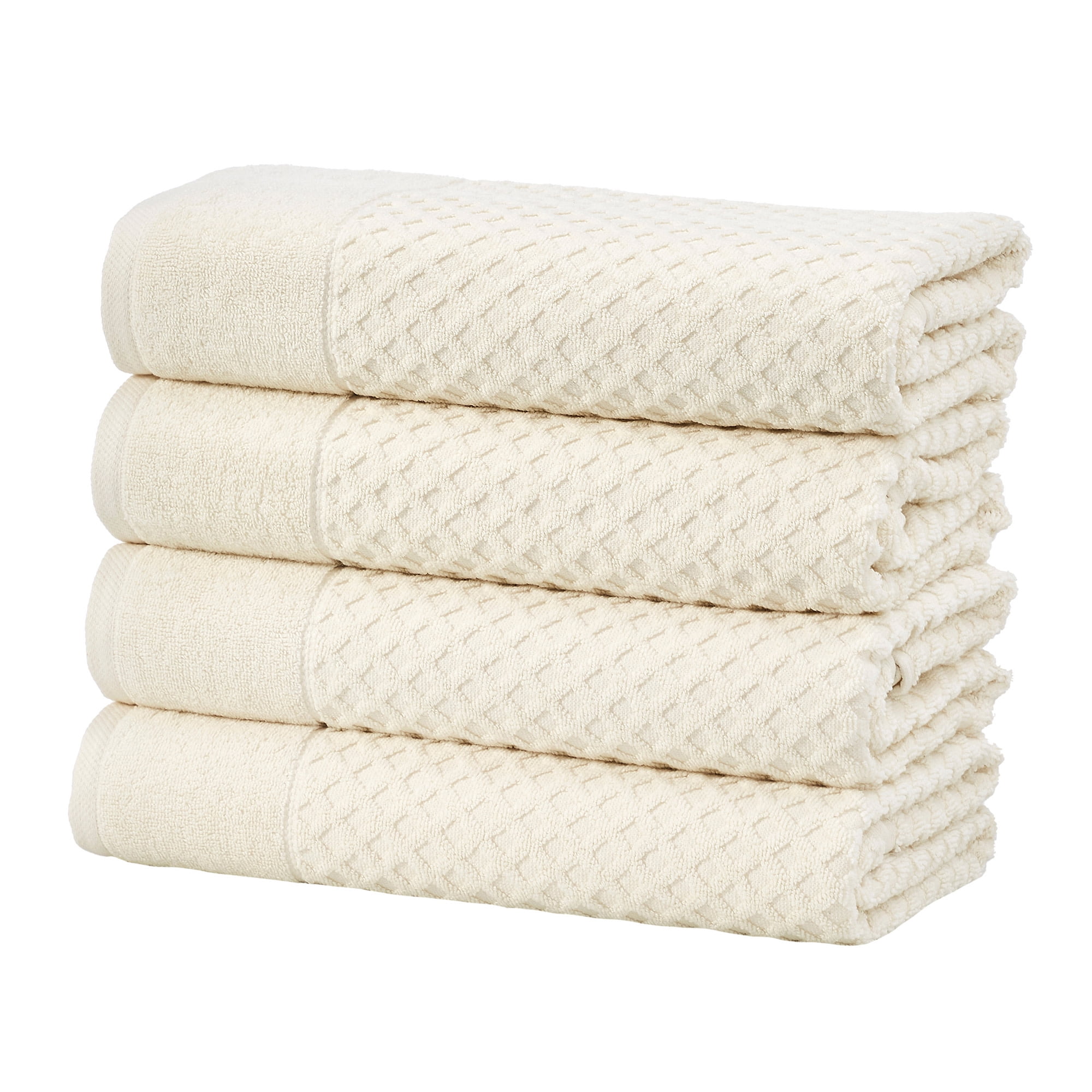 Ivory Cotton Quick-Dry Textured Bath Towel Set for Kids (4 Pack)