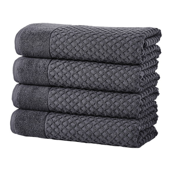 Great Bay Home Quick Dry Diamond Waffle 4 Piece Bath Towel Set, Stone Blue