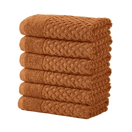 Great Bay Home Quick Dry Diamond Waffle 6 Piece Hand Towel Set, Copper