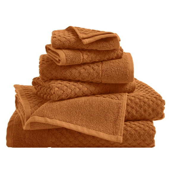 Great Bay Home Quick Dry Diamond Waffle 6 Piece Towel Set, Copper