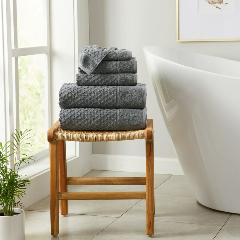 Free Shipping Great Bay Home Cotton Diamond Textured 6 Piece Towel Set Dark Grey Walmart Walmart