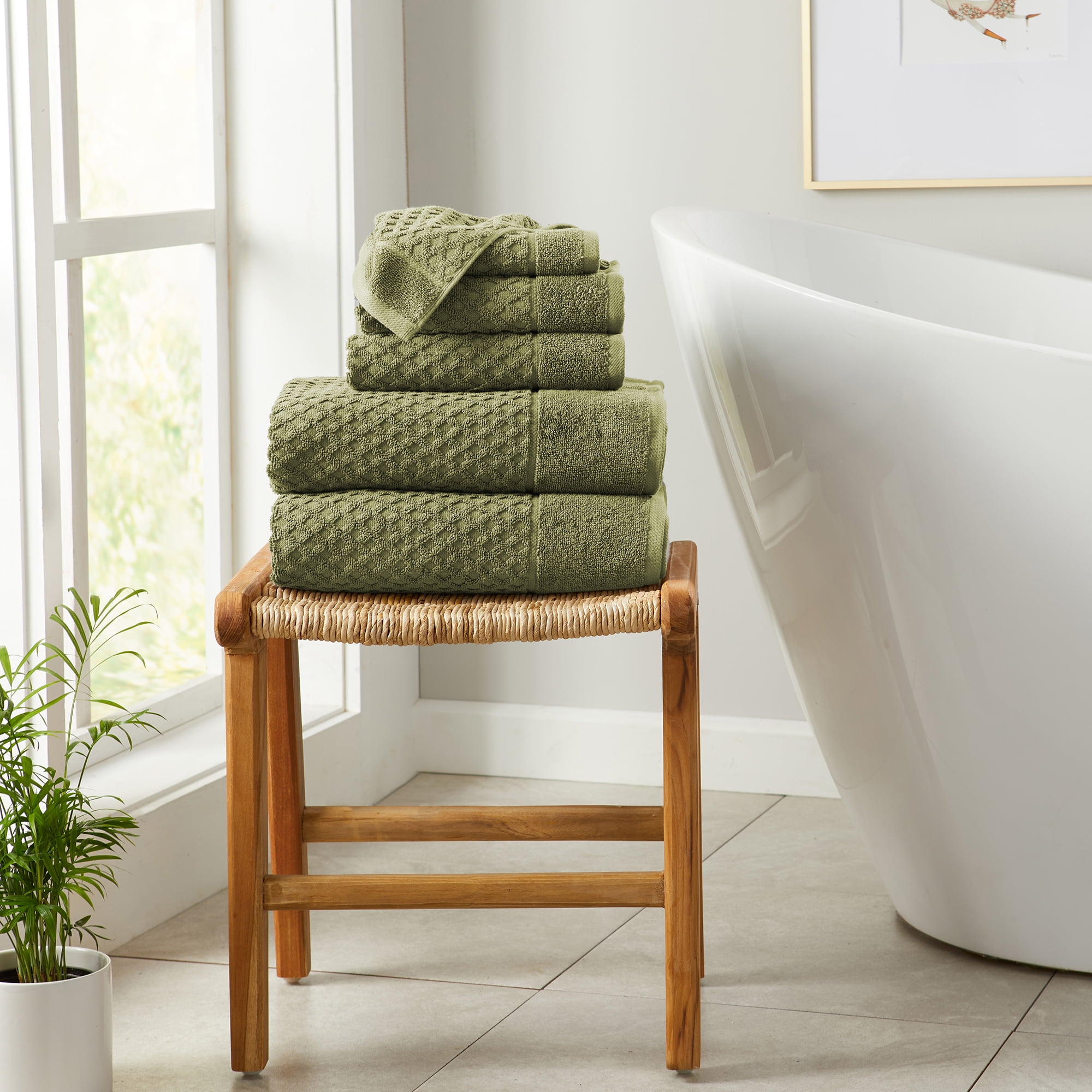 Olive Green Heavyweight Cotton Terry 6-Piece Towel Set